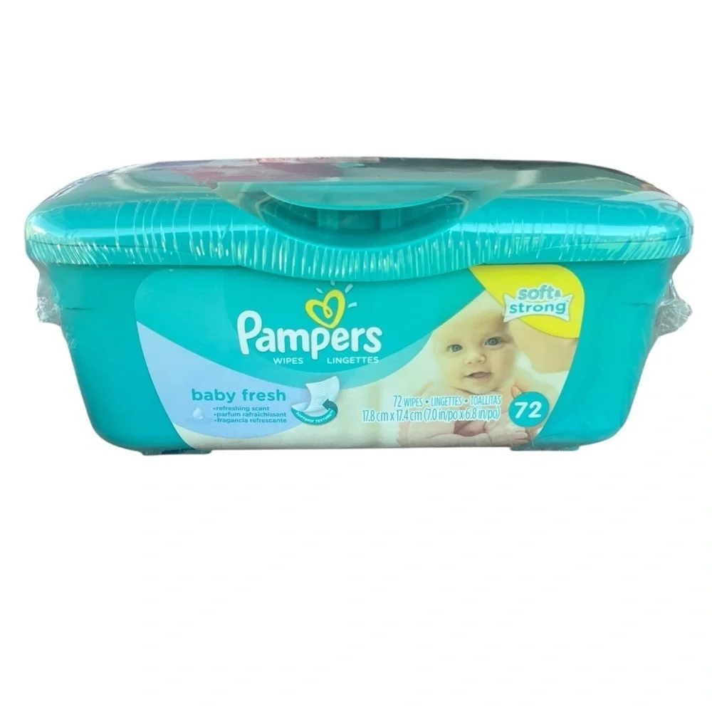Pampers Baby Fresh NOS Sealed Hard Case Baby Wipes Flip Lid 72 Count 2013 HTF